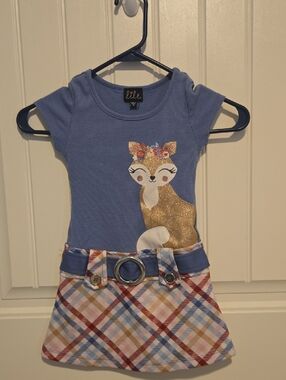 lilt Dress with Fox and Plaid, Belted Skirt